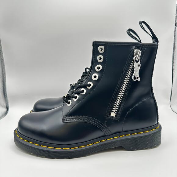 Dr. Doc Martens 1460 Zip Smooth Leather Lace-up Boots Black Size 8 Men’s New main image 10
